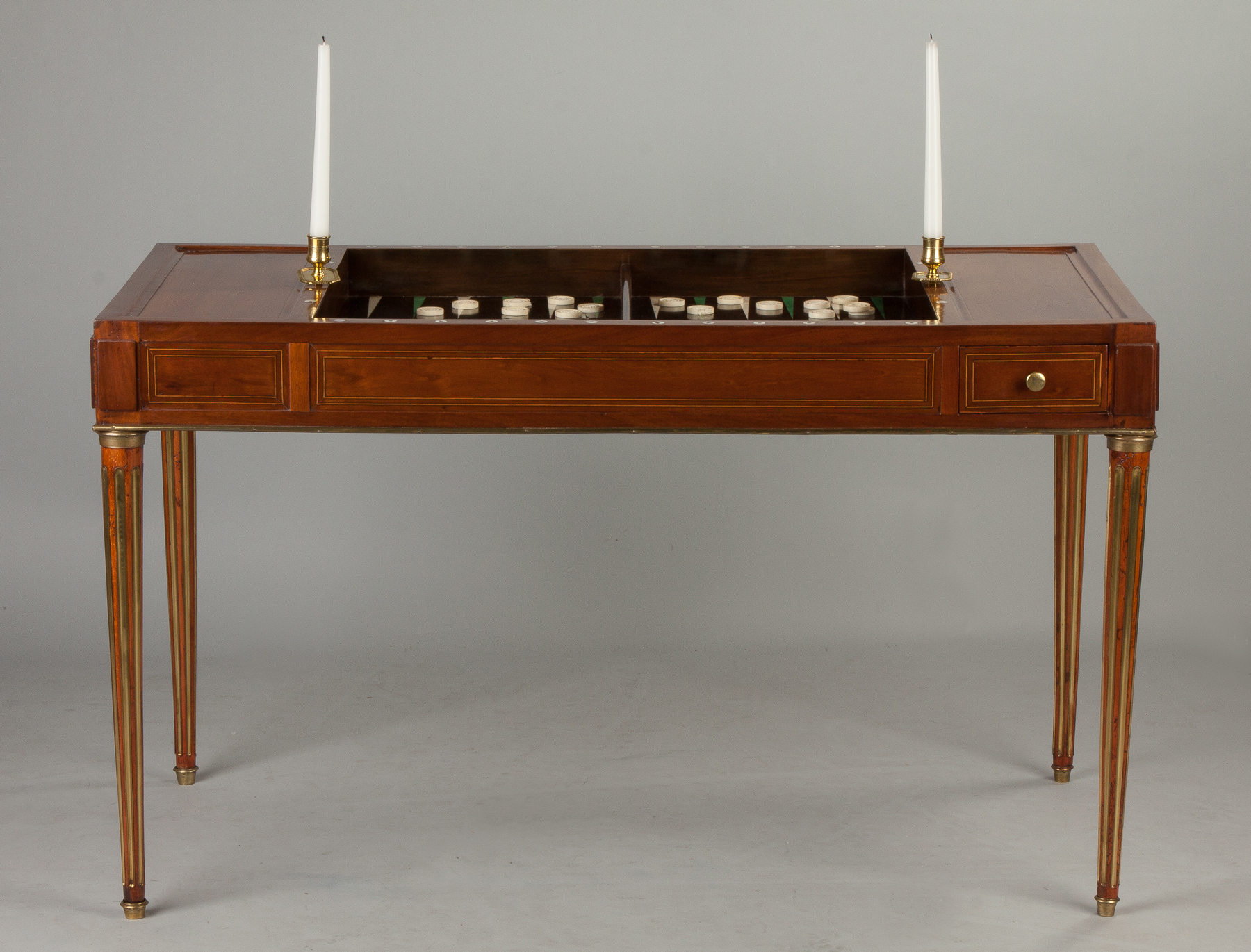 Appraisal: George III Backgammon Table C Mahogany and cherry brass inlaid