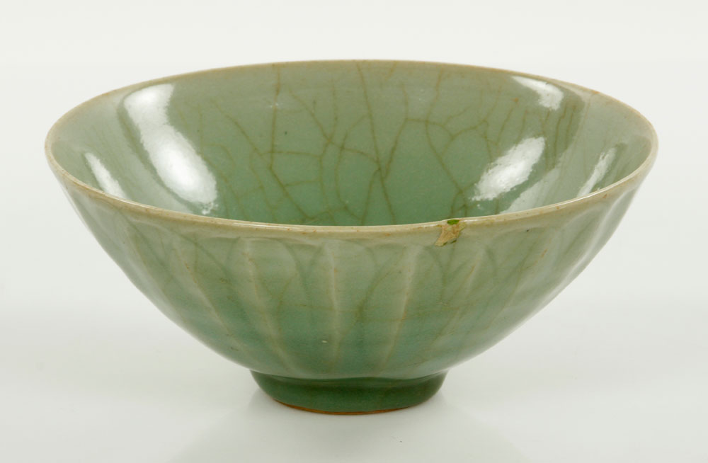 Appraisal: - Chinese Celadon Bowl Chinese celadon bowl with cracked glaze