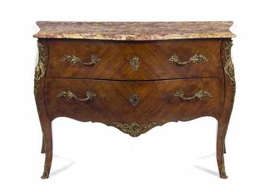 Appraisal: A Louis XV Style Bookmatch Veneered and Gilt Bronze Mounted