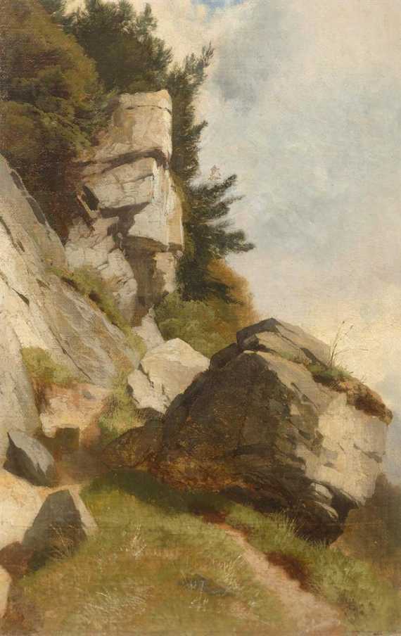 Appraisal: CALAME ALEXANDRE Vevey - Menton Cliff landscape Oil on canvas