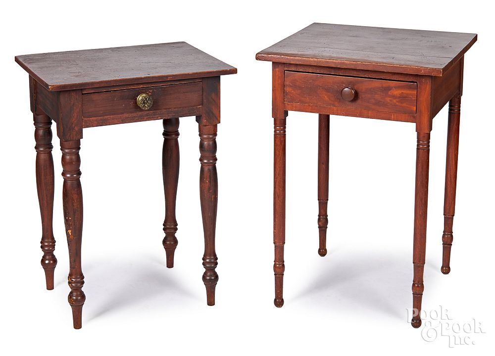 Appraisal: Two Pennsylvania or Ohio one-drawer stands Two Pennsylvania or Ohio