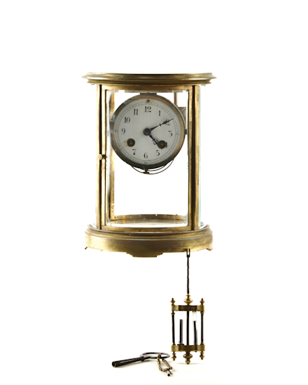 Appraisal: French Brass and Glass Clock by Samuel Marti for Bailey