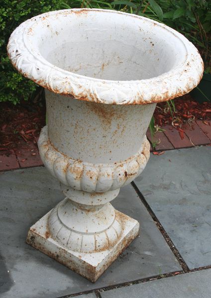 Appraisal: Cast iron garden urn h x d Some rust EST