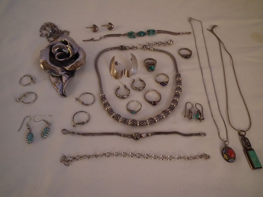 Appraisal: VINTAGE SILVER JEWELRY Lot of assorted vintage silver jewelry most