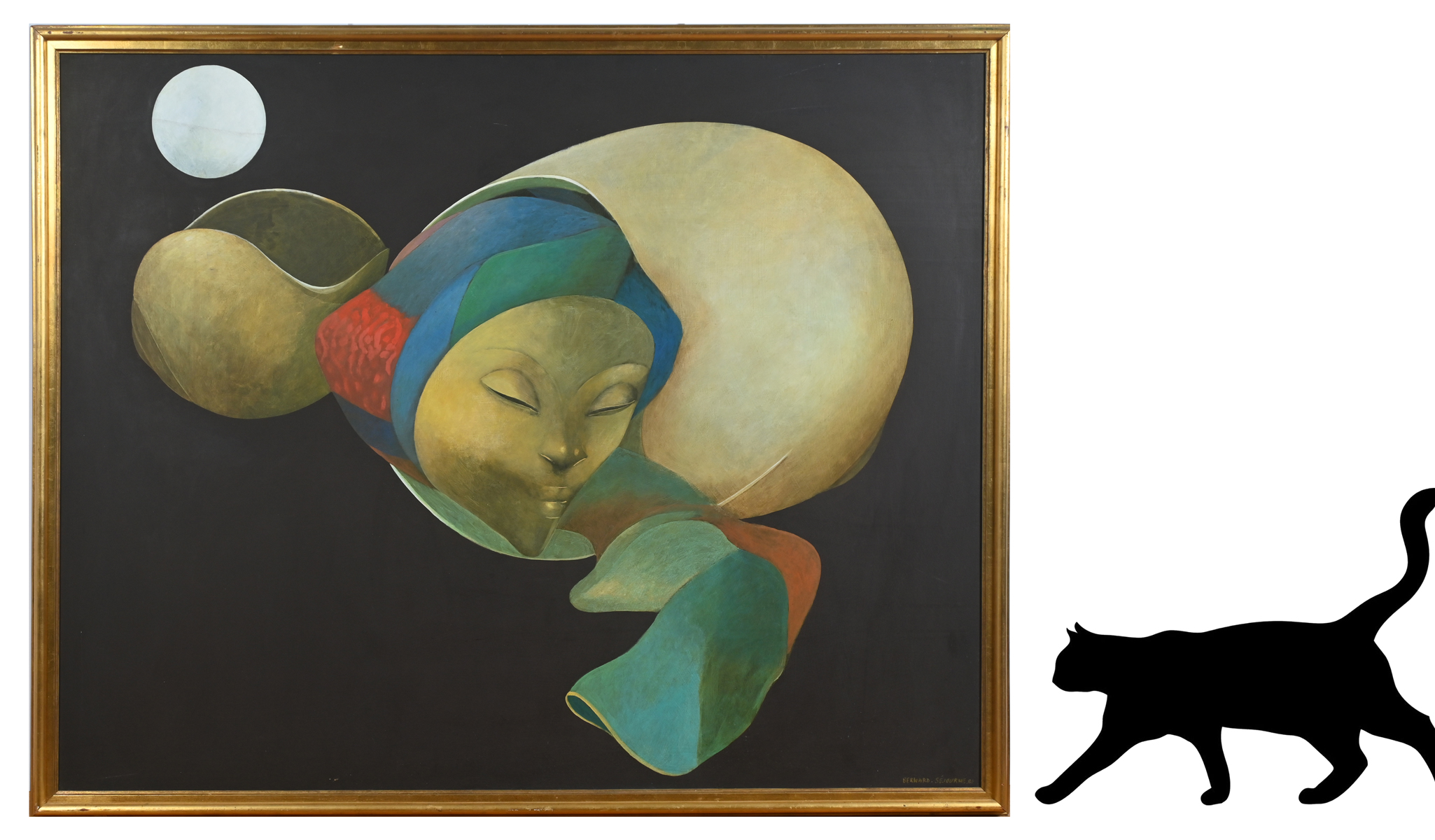 Appraisal: SEJOURNE Bernard Haitian - Large Surreal Composition Woman Face and