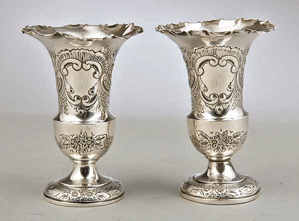 Appraisal: A Pair of English Sterling Silver Bud Vases in the