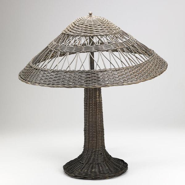 Appraisal: ARTS CRAFTS Wicker table lamp Unmarked x