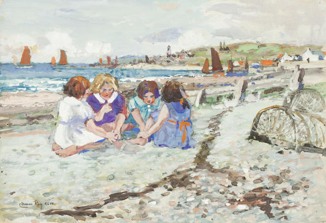 Appraisal: James Kay RSA RSW British - Children on a Beachsigned