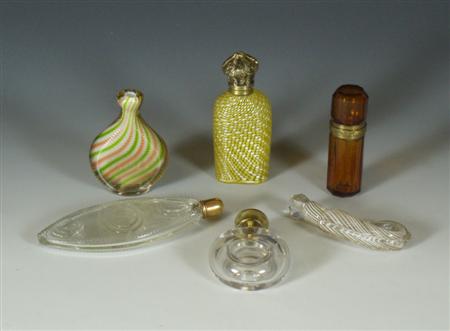 Appraisal: A collection of th century glass perfume flasks comprising a