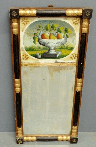 Appraisal: - New England Sheraton mirror c with reverse glomis painted