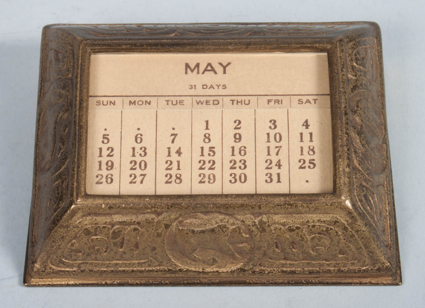 Appraisal: Tiffany gilt bronze desk calendar first quarter- oth century zodiac