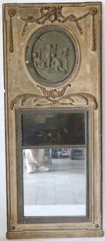 Appraisal: EARLY TH C FRENCH TRUMEAUX MIRROR WITHEMBOSSED CHERUB OVAL PLAQUE