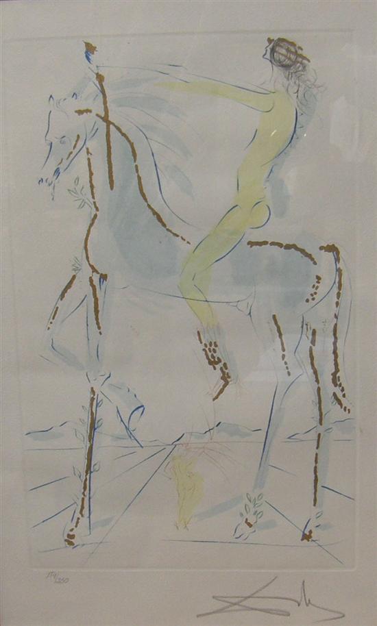 Appraisal: Salvador Dali print nude women on horse signed in pencil