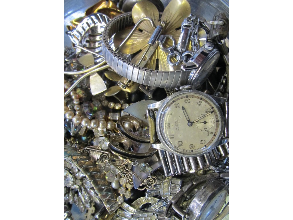 Appraisal: A box of costume jewellery and watches