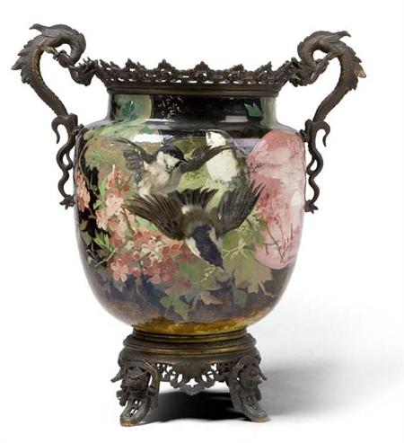 Appraisal: A large late th century French faience and gilt metal