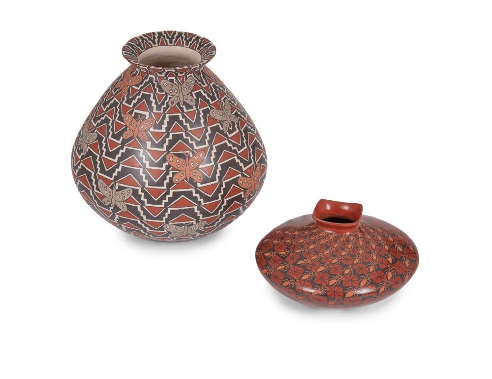 Appraisal: Two Mata Ortiz pottery vessels Two works An Efren Ledezma