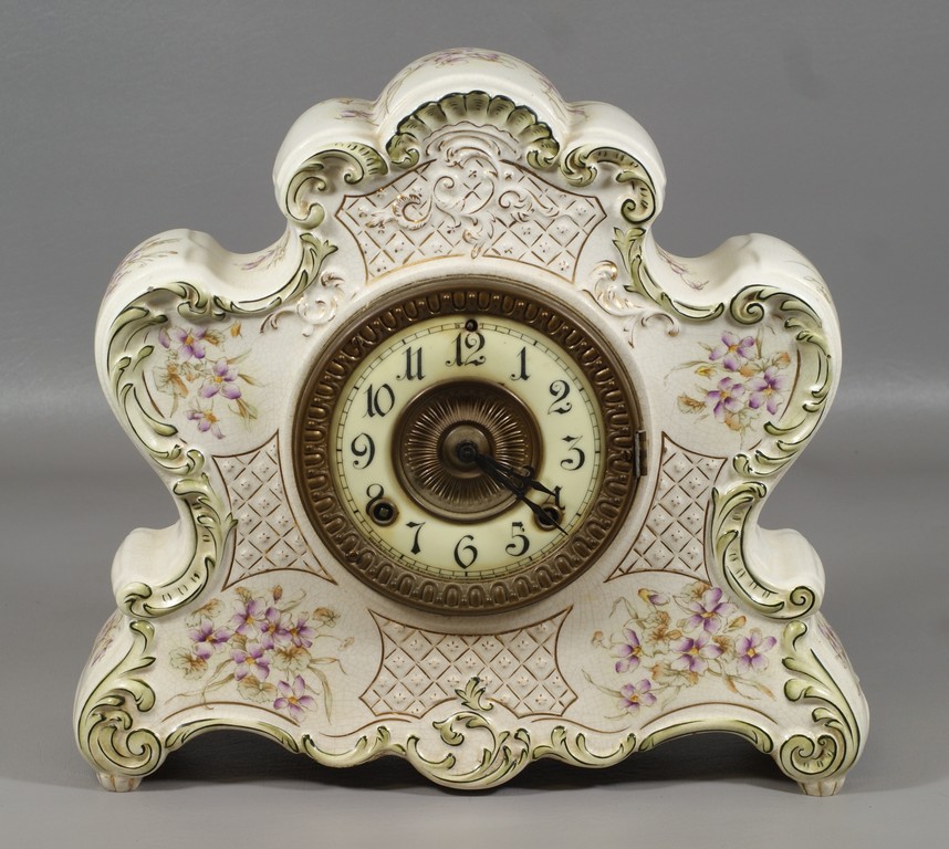 Appraisal: Ansonia china case clock back marked Porcelain Dresden day hour