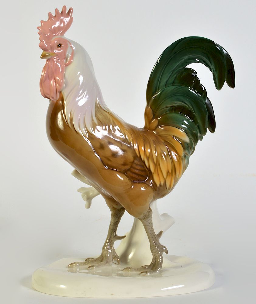 Appraisal: Nymphenburg Porcelain Rooster Figurine Porcelain rooster by Nymphenburg painted with