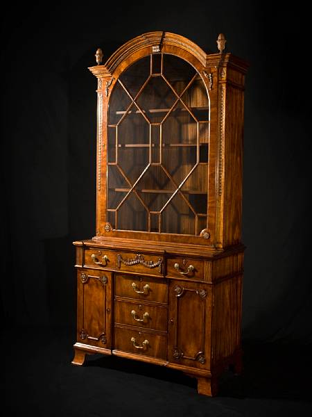 Appraisal: A George III style mahogany bookcase cabinet height in width