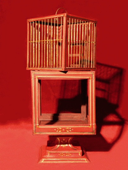 Appraisal: TRAVELLING CAGE or CAGE TRANSPOSITION Large and impressive example of