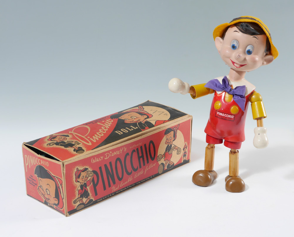 Appraisal: IDEAL WOOD JOINTED PINOCCHIO DOLL IN BOX Composition head painted