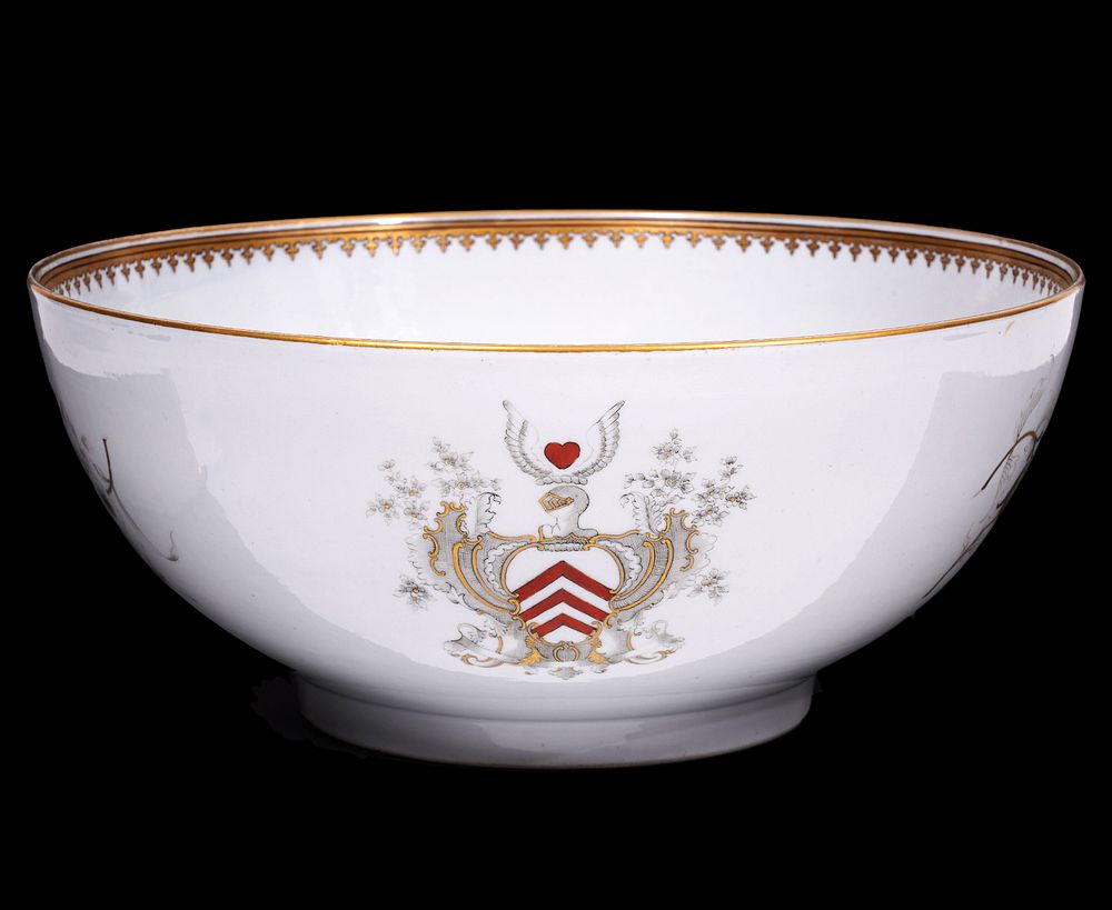 Appraisal: Chinese Export Armorial Punch Bowl Chinese Export armorial punch bowl