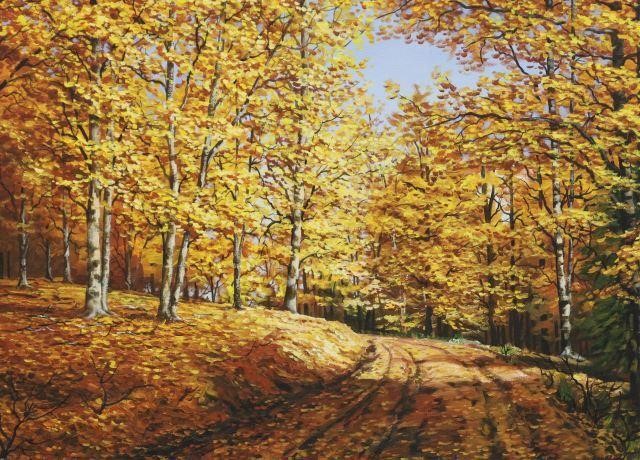 Appraisal: Framed acrylic on canvas board painting Autumn in Tennessee signed