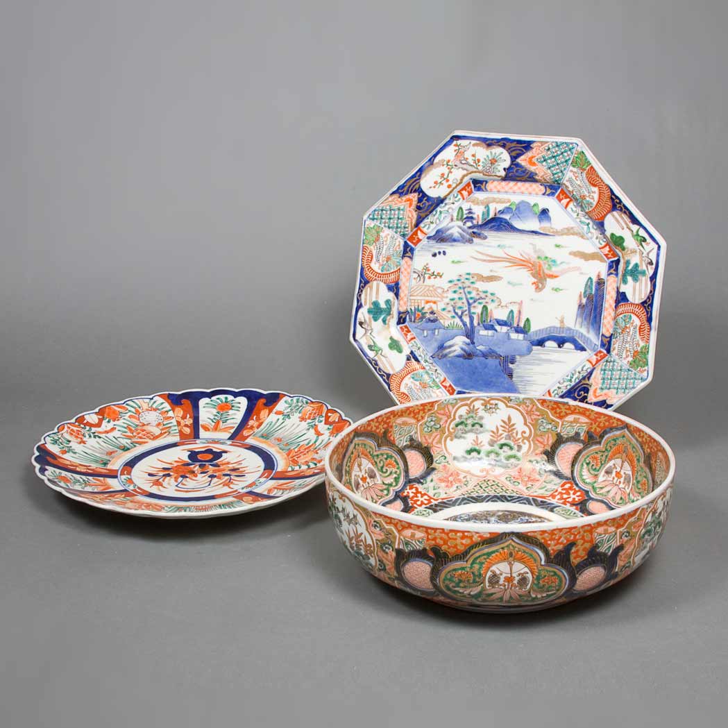 Appraisal: Two Japanese Imari Porcelain Chargers Together with a Japanese Imari