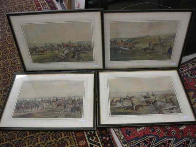 Appraisal: Set of - Fox Hunt Engravings ''The Oxford Drag'' by