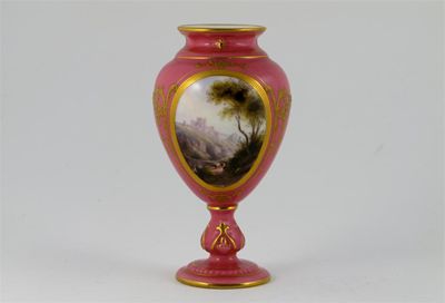 Appraisal: A Royal Worcester small vase by Harry Davis painted with