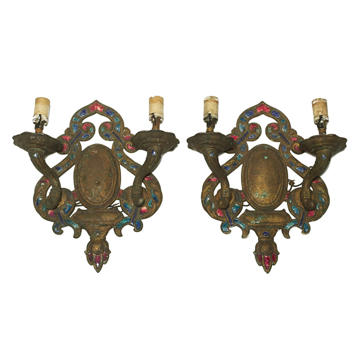 Appraisal: Unusual L C Tiffany Furnaces sconces set five two shown