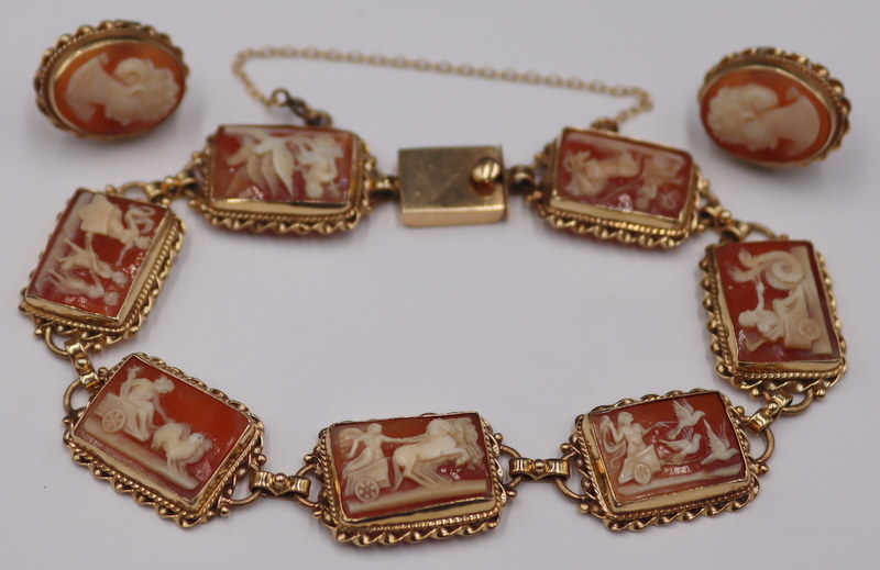 Appraisal: JEWELRY PC KT GOLD AND CARVED CAMEO JEWELRY kt gold