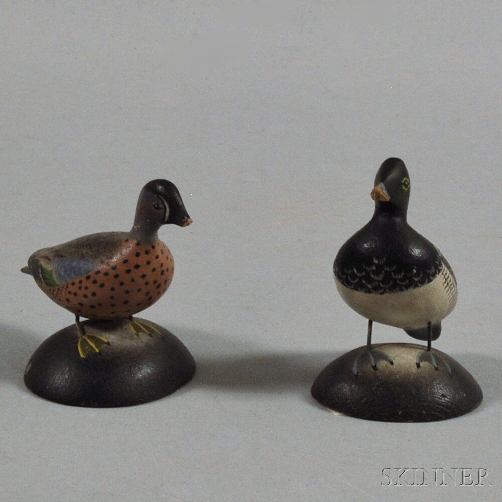 Appraisal: Two Carved Miniature Duck Figures Anthony Elmer Crowell - East