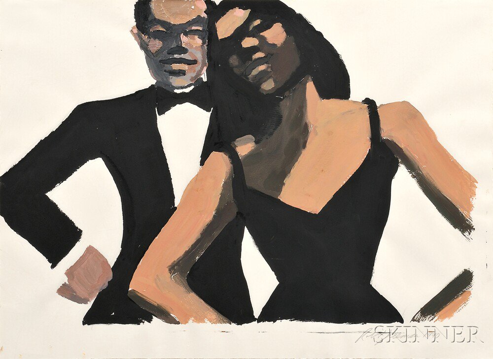 Appraisal: Robert Freeman American b Couple in Black Tie Signed and