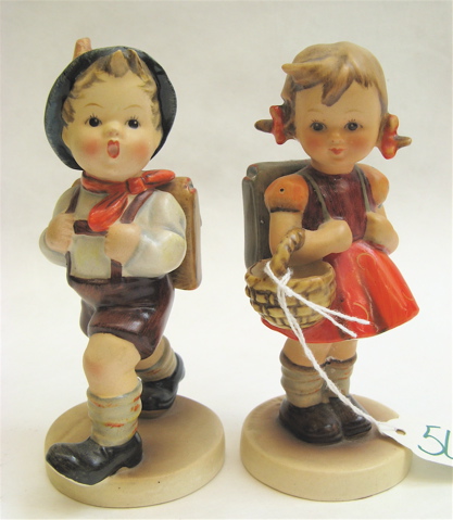 Appraisal: TWO GERMAN HUMMEL FIGURES School Girl HUM TM- - H