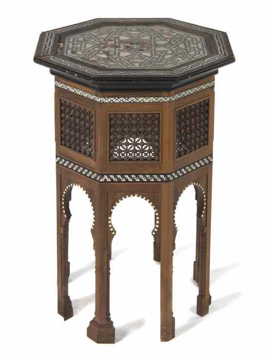 Appraisal: A Middle Eastern Mother-of-Pearl Inlaid Occasional Table the octagonal top