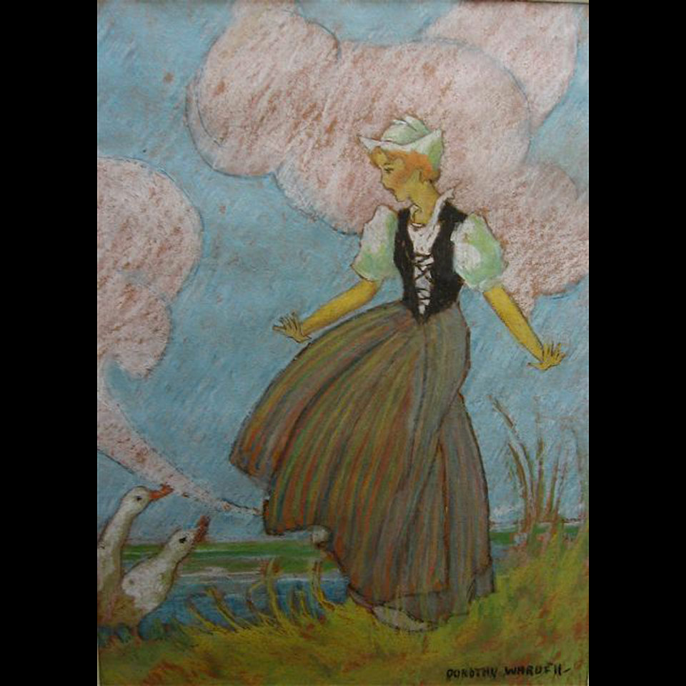 Appraisal: DUTCH GIRL STARTLED BY GEESE DOROTHY WILMA WARDELL - CANADIAN