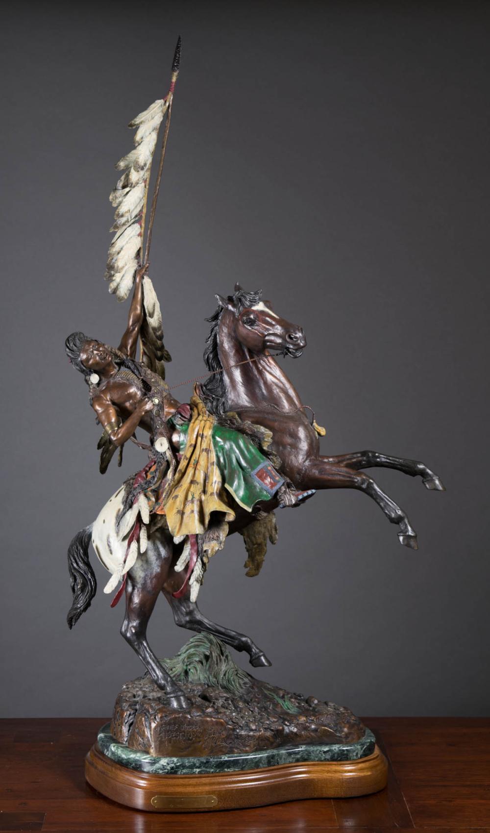 Appraisal: DAVID MANUEL Oregon born bronze sculpture Destiny a young Chief