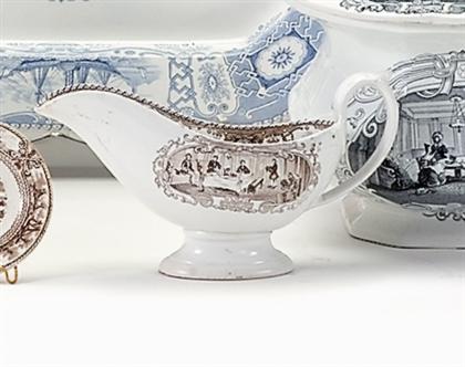 Appraisal: Brown transferware gravy boat james and thomas edwards burslem -