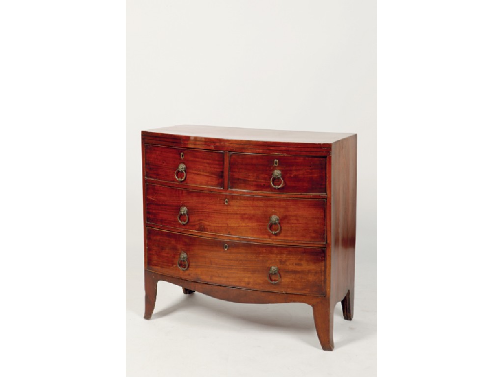 Appraisal: A LATE GEORGE III MAHOGANY BOWFRONT CHEST OF DRAWERS the