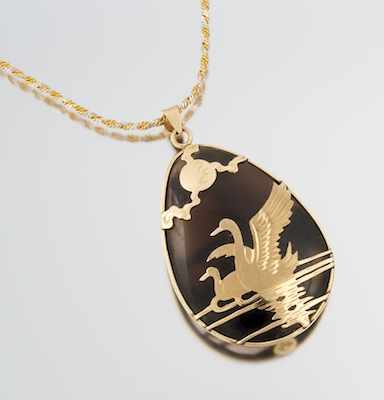 Appraisal: A Ladies' Swan Design Pendant on Chain k yellow gold