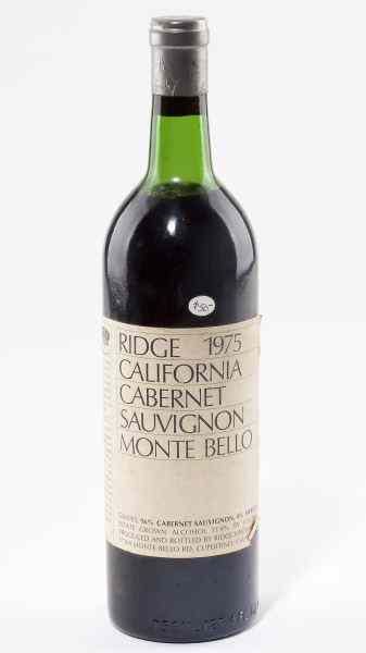 Appraisal: RidgeMonte Bello Cabernet Sauvignon bottlehs lbsl ssosRemoved from a large