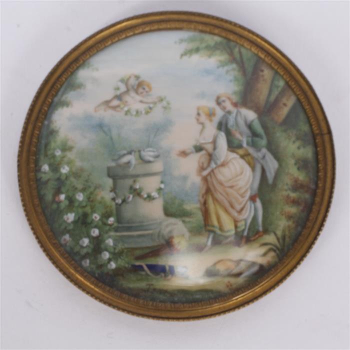 Appraisal: Miniature Allegorical Scenic painting on ivory with cupid flying above