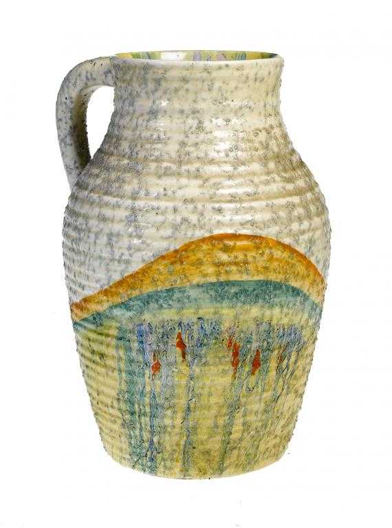 Appraisal: CLARICE CLIFF AN A J WILKINSON PATINA COASTAL LOTUS JUG