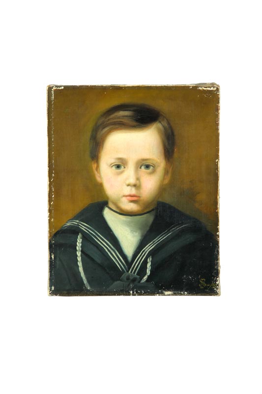 Appraisal: PORTRAIT OF BOY AMERICAN SCHOOL LATE TH CENTURY Oil on