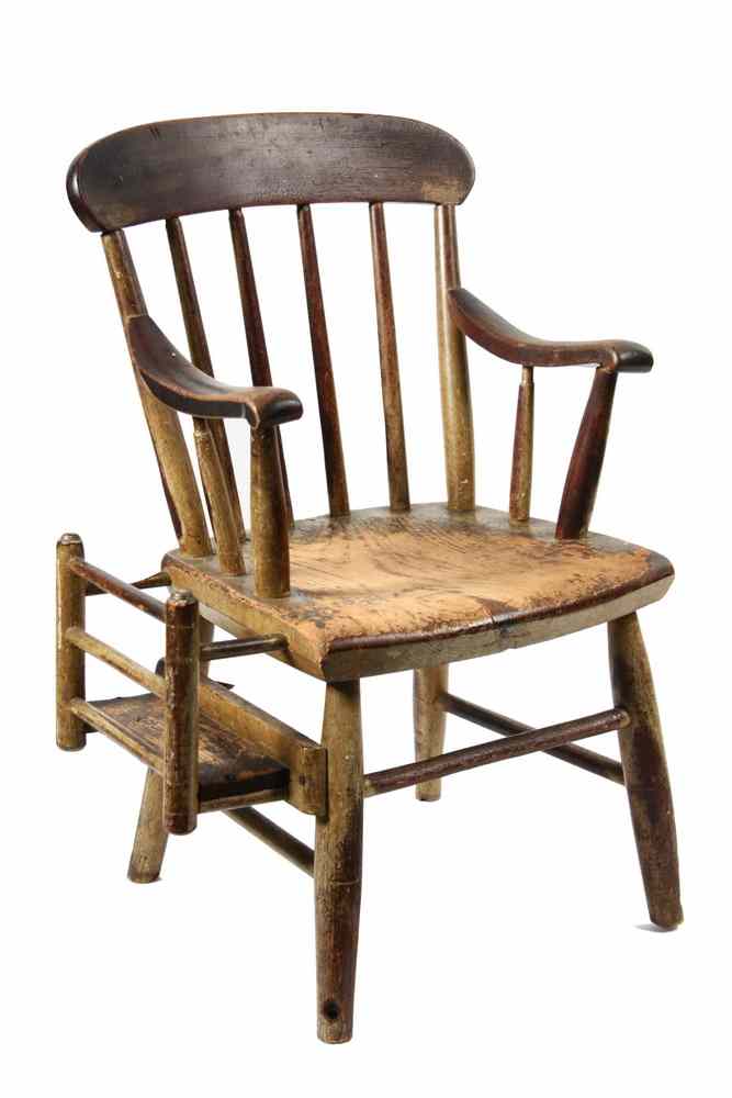 Appraisal: EARLY CHILDS CHAIR - Country Sheraton Child's Armchair in pine