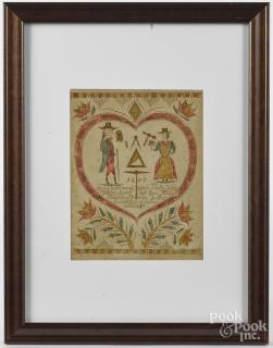 Appraisal: Pennsylvania watercolor fraktur th c '' x ''