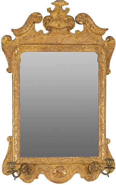 Appraisal: A George I carved giltwood girandole mirror first quarter th