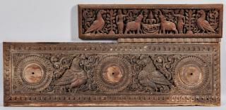 Appraisal: Two Carved Wood Lintel Friezes southern India a large frieze