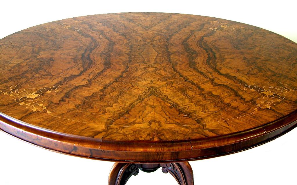 Appraisal: Victorian burr walnut veneered oval breakfast table the top with